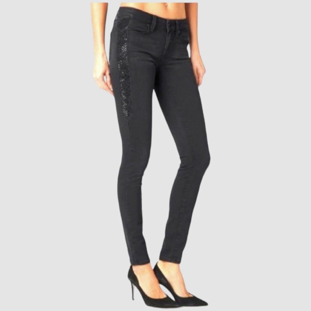 PAIGE Jeans Black Mid Rise Beaded
